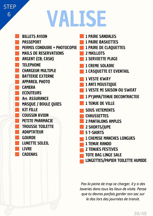 B.Wild - Trip Book - Thailande check-list valise